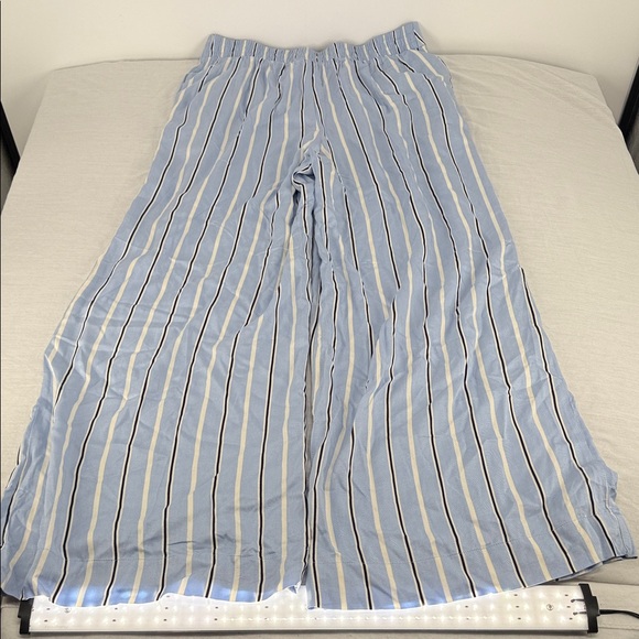 Rae Mode Pants Wm 1X Seneca Light Blue Striped Wide-Leg Button Close - Picture 3 of 9